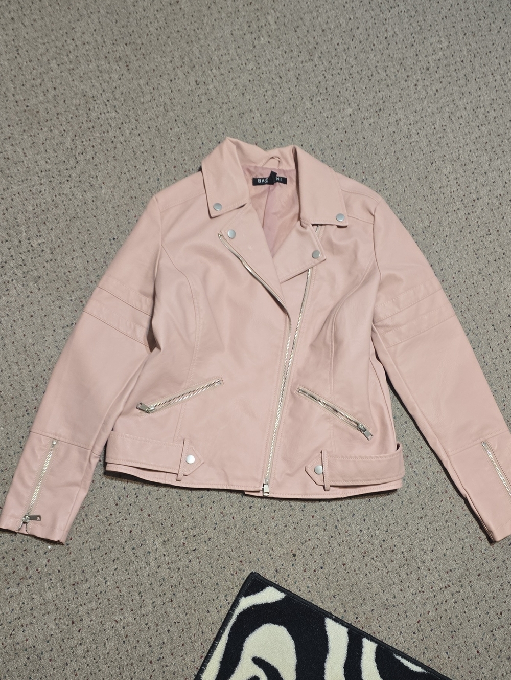 Blank NYC Pale Pink Moto Faux Leather Jacket